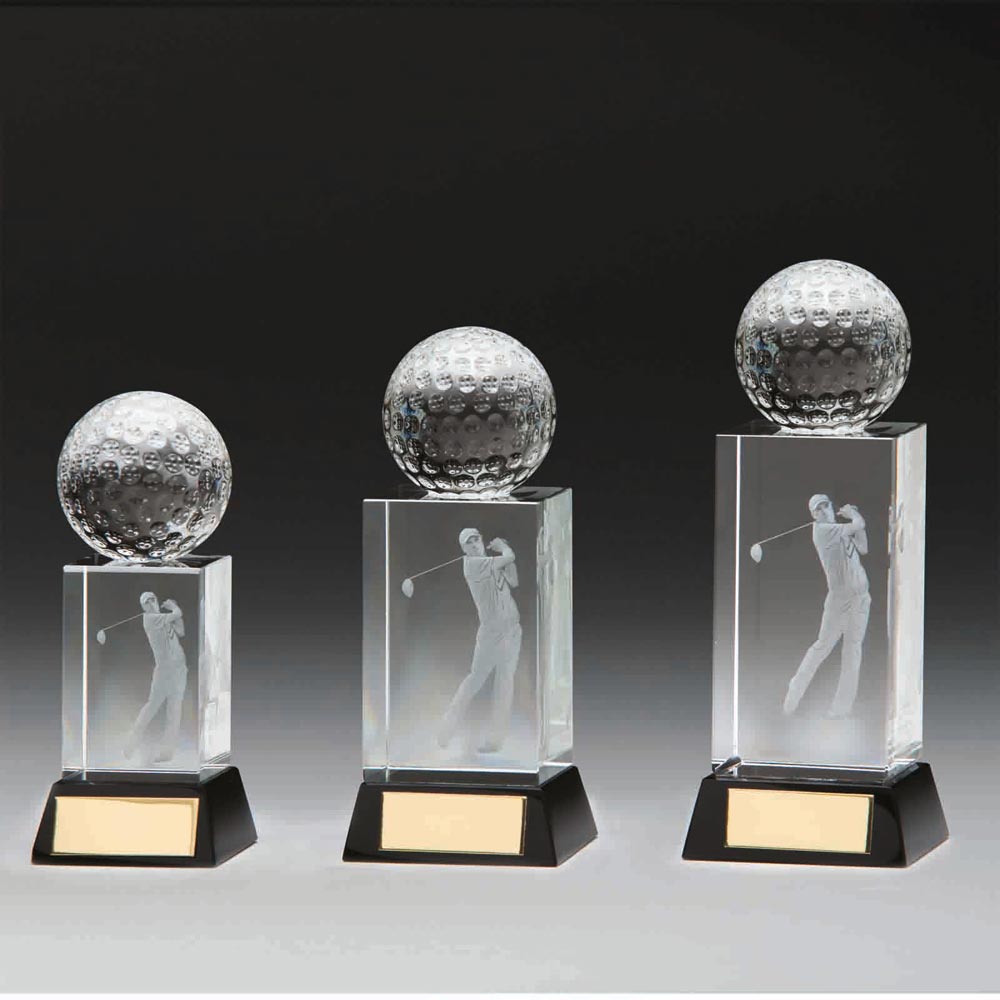 Stirling Golf Crystal Award - Trophies - Prudhoe Rosettes