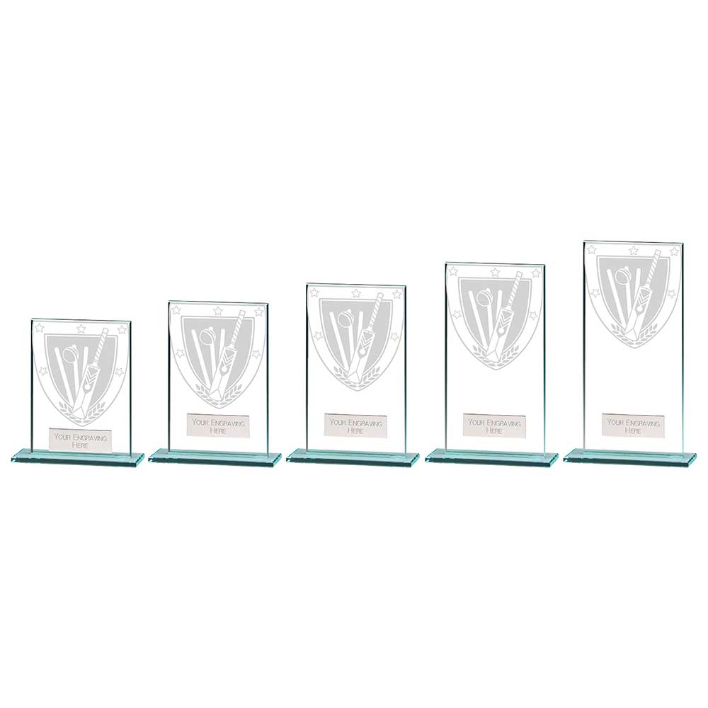 Millennium Cricket Jade Glass Award - Trophies - Prudhoe Rosettes