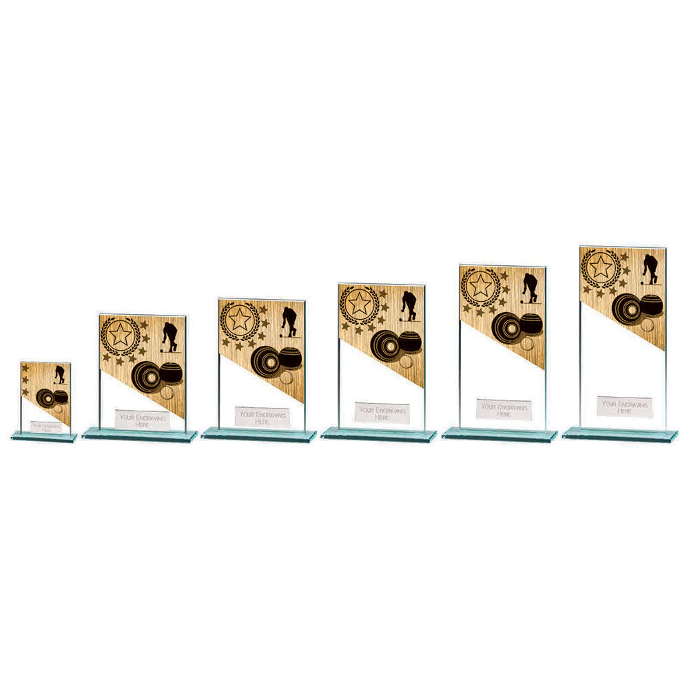 Mustang Lawn Bowls Jade Glass Award - Trophies - Prudhoe Rosettes