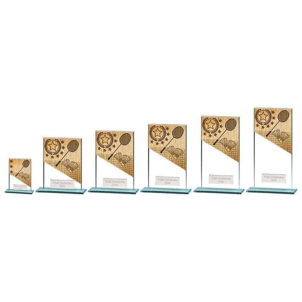 Mustang Badminton Jade Glass Award - Trophies - Prudhoe Rosettes