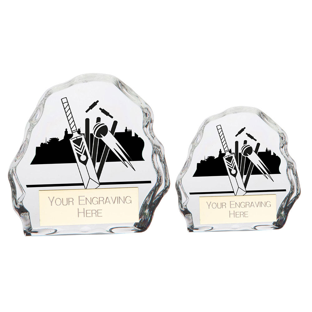 Mystique Cricket Glass Award - Trophies - Prudhoe Rosettes