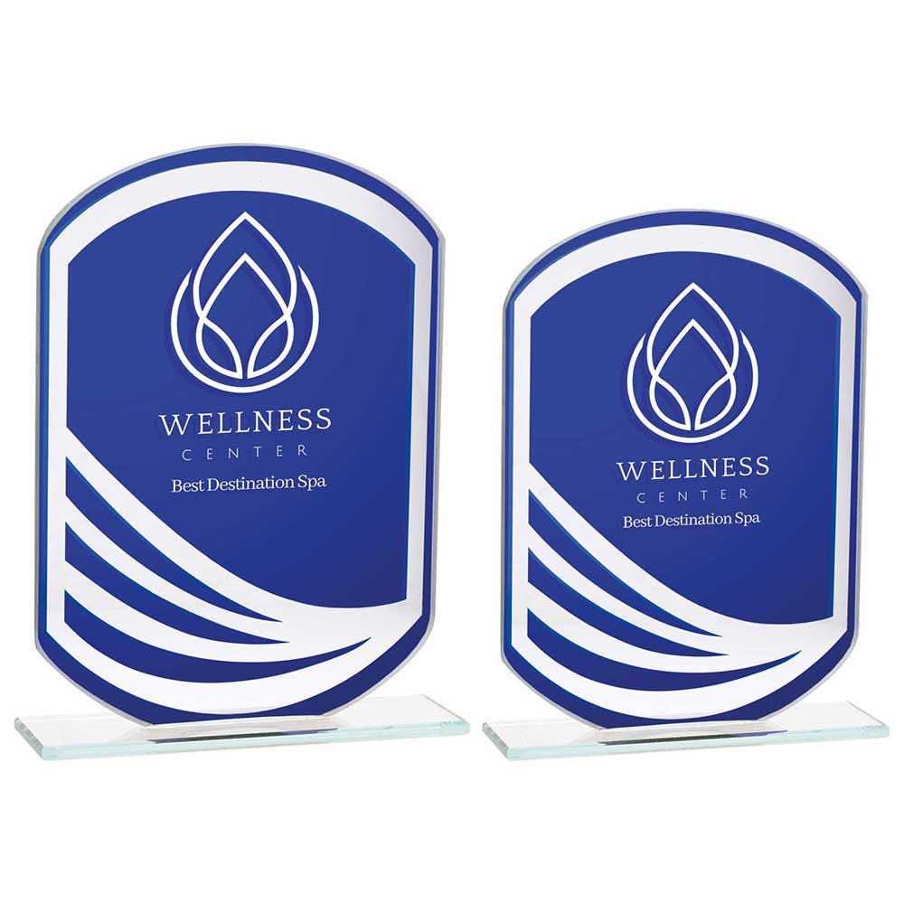 Argon Mirrored Glass Award Blue - Trophies - Prudhoe Rosettes