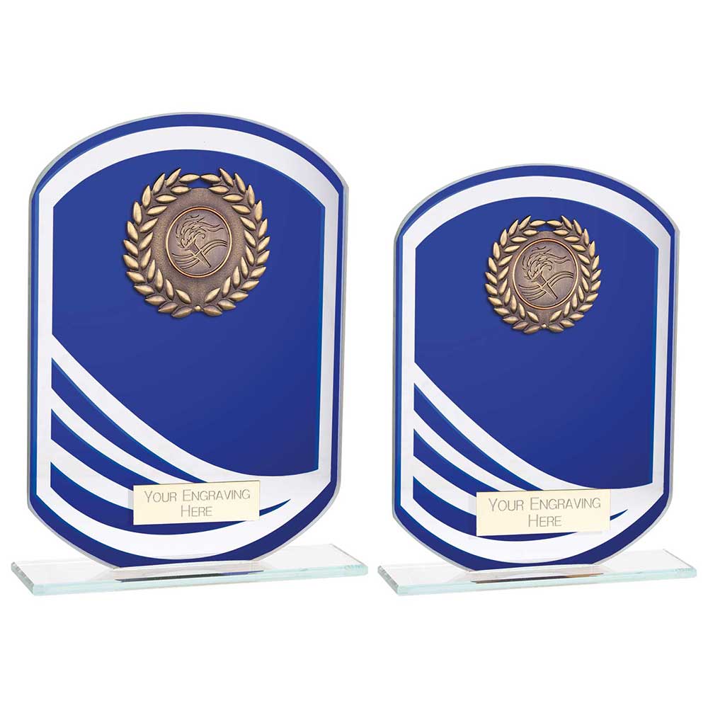 Argon Multisport Glass Award Blue - Trophies - Prudhoe Rosettes