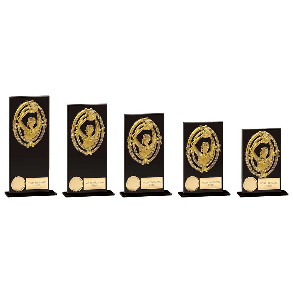 Maverick Fusion Netball Black Glass - Trophies - Prudhoe Rosettes