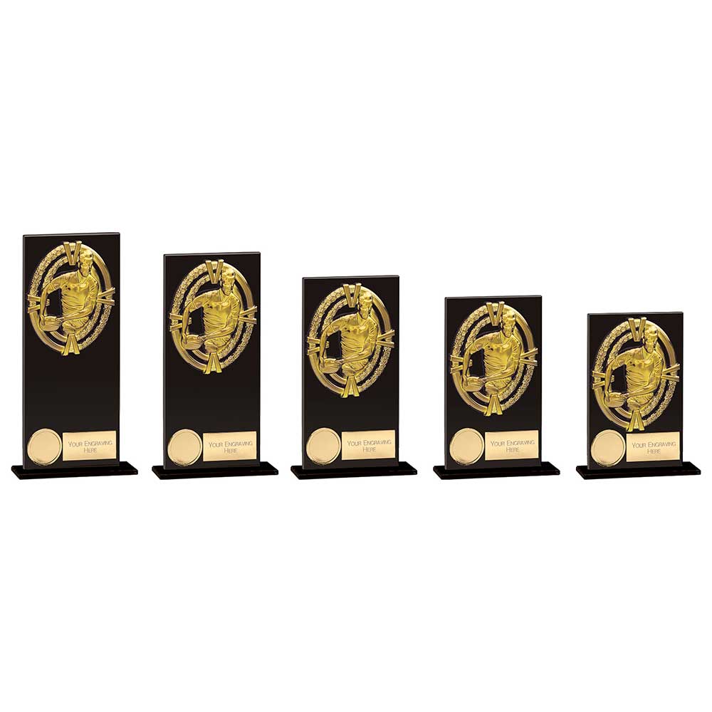 Maverick Fusion Rugby Black Glass - Trophies - Prudhoe Rosettes