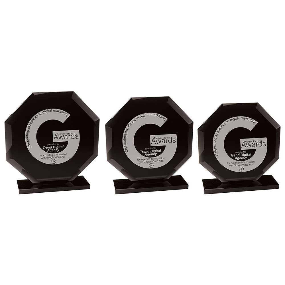 Octave Glass Award Jet Black - Trophies - Prudhoe Rosettes