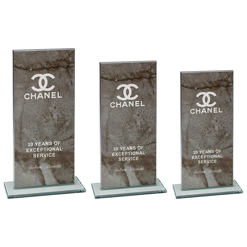 Quarry Marble Jade Glass Rectangle Black - Trophies - Prudhoe Rosettes