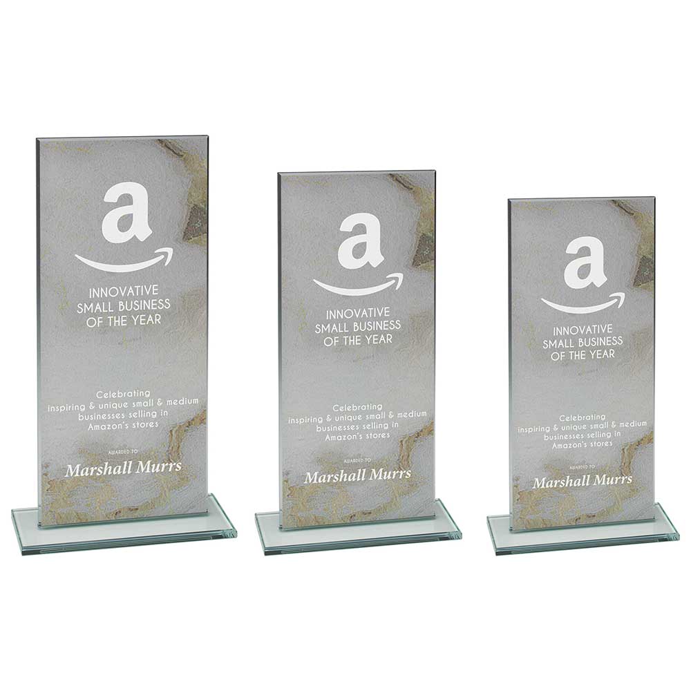Quarry Marble Jade Glass Rectangle White - Trophies - Prudhoe Rosettes