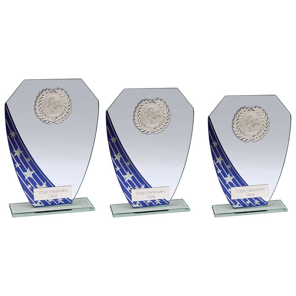 Starlight Hex Jade Glass Award Blue - Trophies - Prudhoe Rosettes