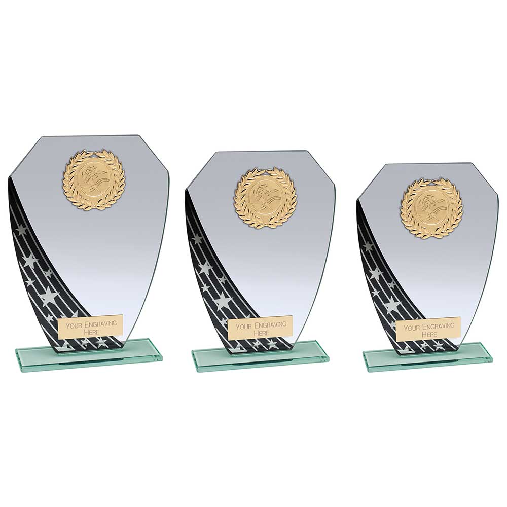 Starlight Hex Jade Glass Award Black - Trophies - Prudhoe Rosettes