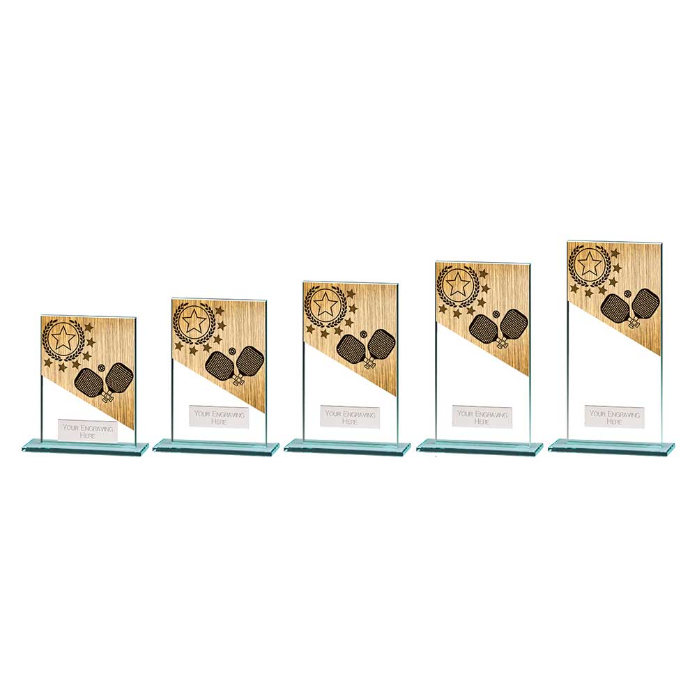 Mustang Pickleball Jade Glass Award - Trophies - Prudhoe Rosettes