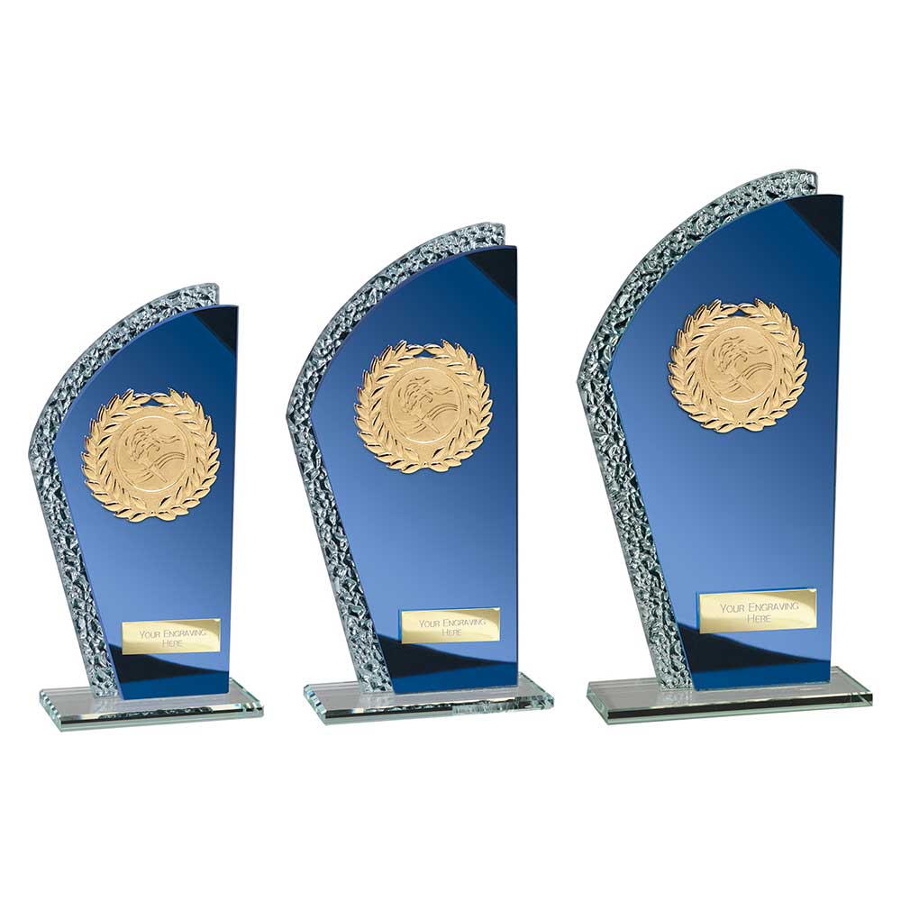 Hawk Multisport Glass Blue & Silver - Trophies - Prudhoe Rosettes