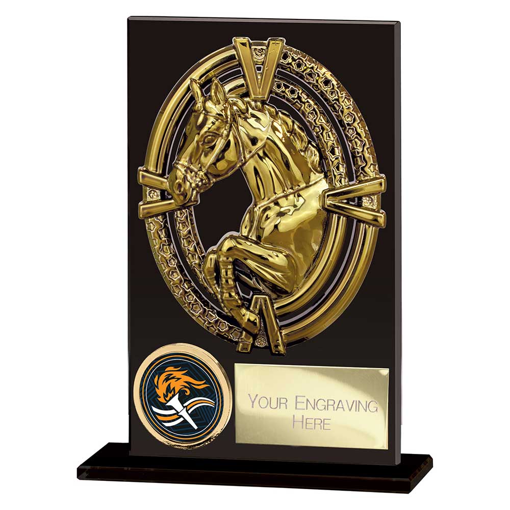 Maverick Hero Equestrian Glass Award Jet Black