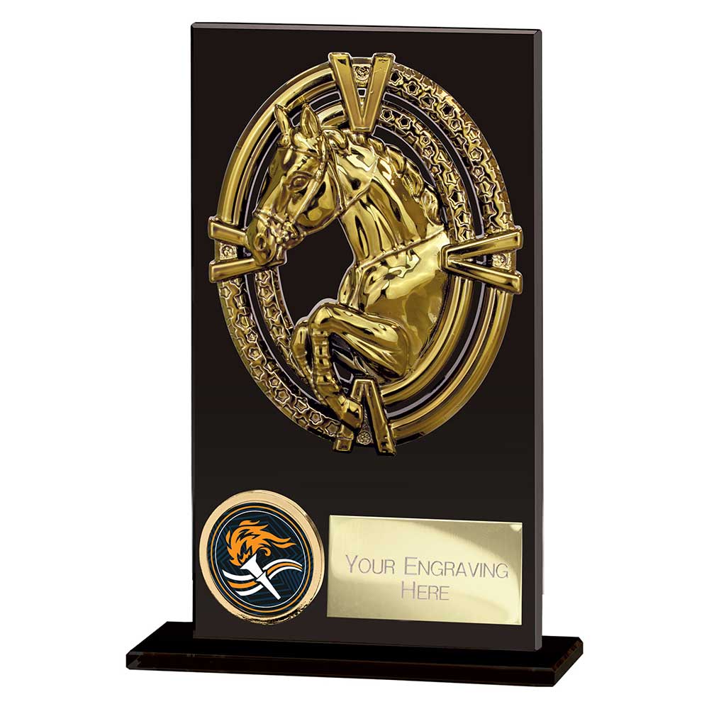 Maverick Hero Equestrian Glass Award Jet Black