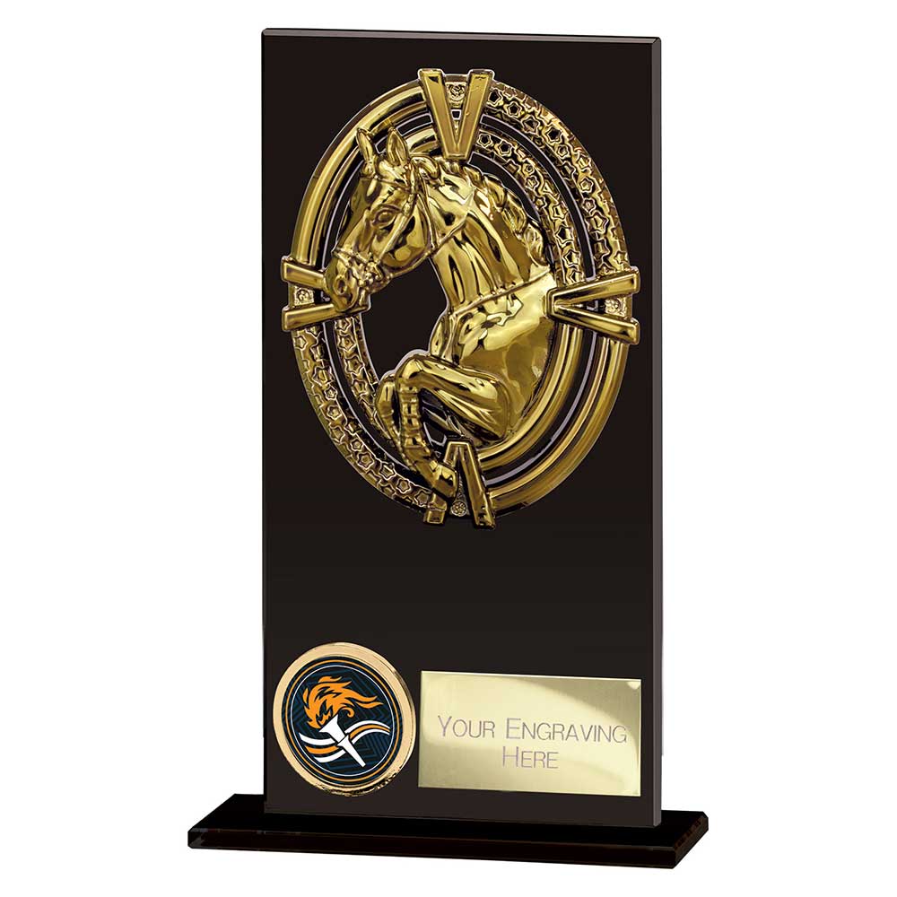 Maverick Hero Equestrian Glass Award Jet Black