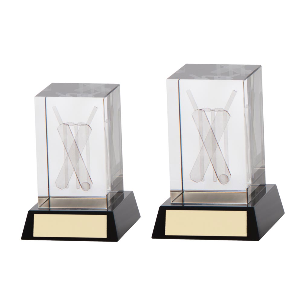Conquest Cricket 3D Crystal Award - Trophies - Prudhoe Rosettes