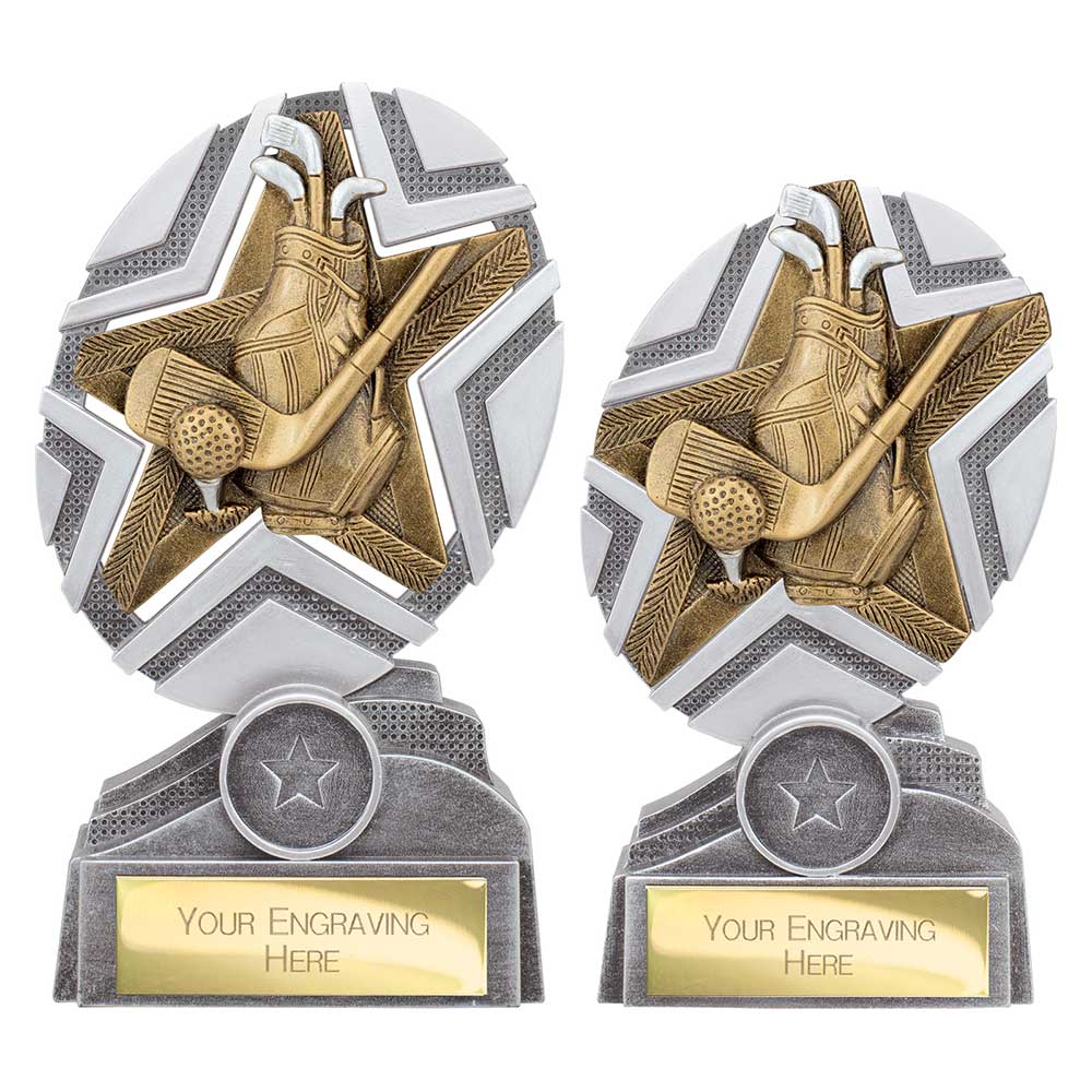 The Stars Golf Bag Award Silver & Gold - Trophies - Prudhoe Rosettes