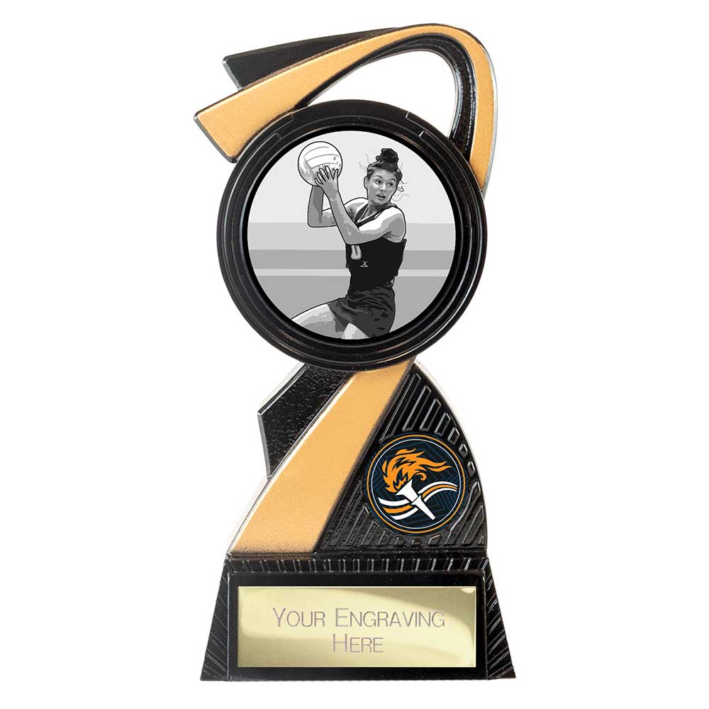 Mania Tower Netball Award Carbon Black & Gold