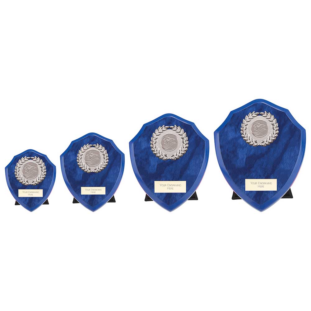 Reward Wreath Shield Azure Blue - Trophies - Prudhoe Rosettes