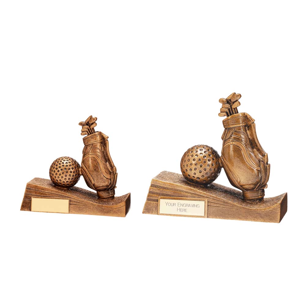 Horizon Golf Bag Resin Award Gold - Trophies - Prudhoe Rosettes