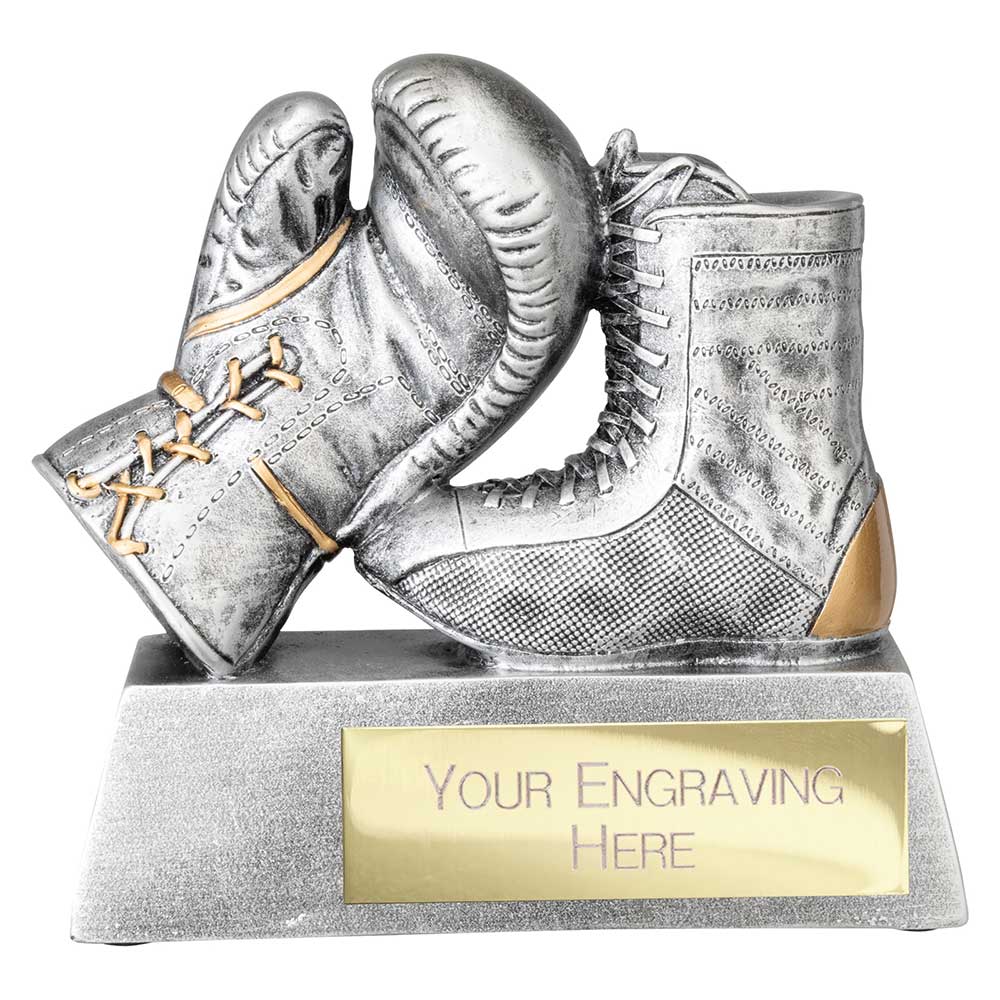 Power Boxing Resin Award Antique Silver