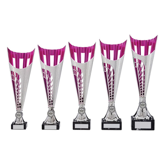 Garrison Plastic Laser Cut Cup Pink & Silver - Trophies - Prudhoe Rosettes