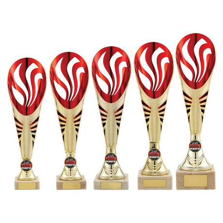 Supreme Plastic Cup Gold & Red - Trophies - Prudhoe Rosettes