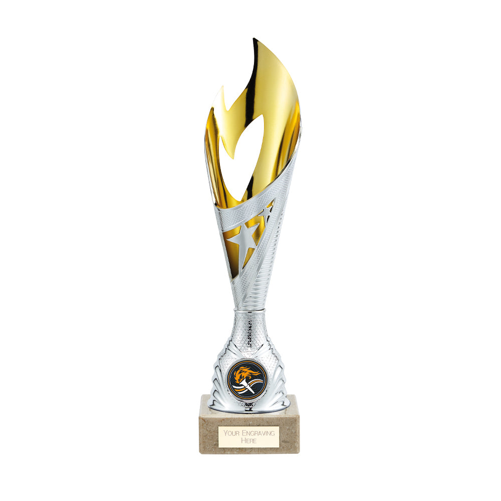 Inferno Plastic Laser Cut Cup Gold & Silver