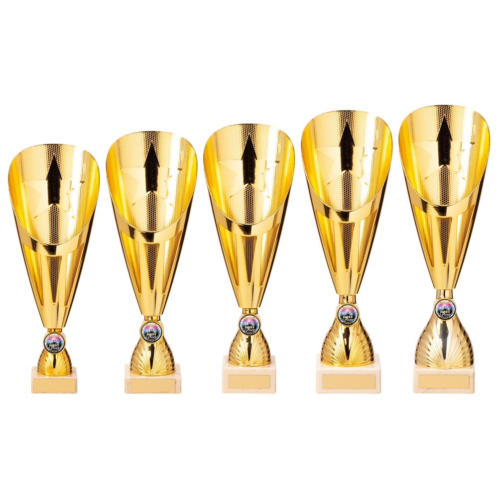 Rising Stars Deluxe Plastic Lazer Cup Gold - Trophies - Prudhoe Rosettes