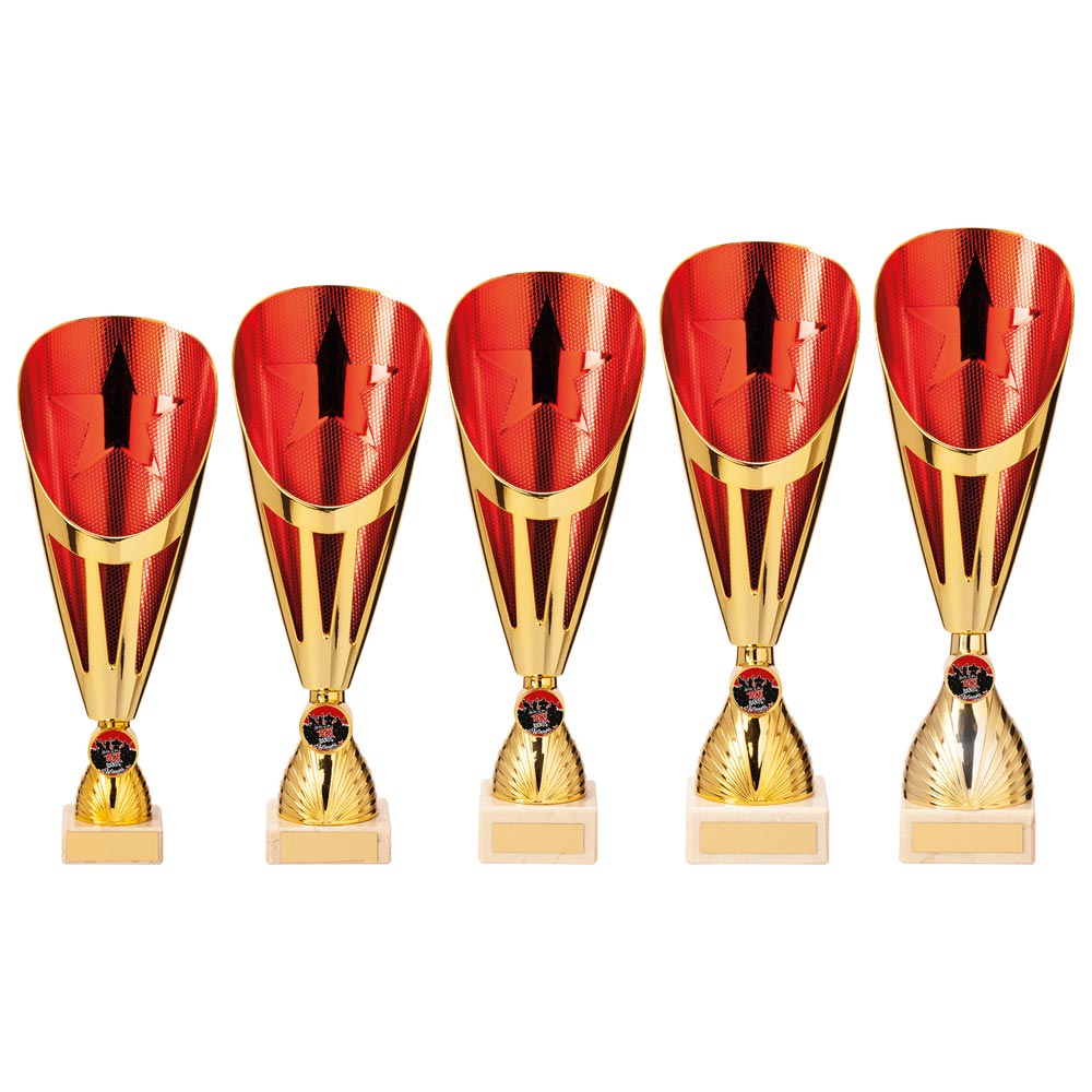 Rising Stars Deluxe Plastic Lazer CupGold & Red - Trophies - Prudhoe Rosettes