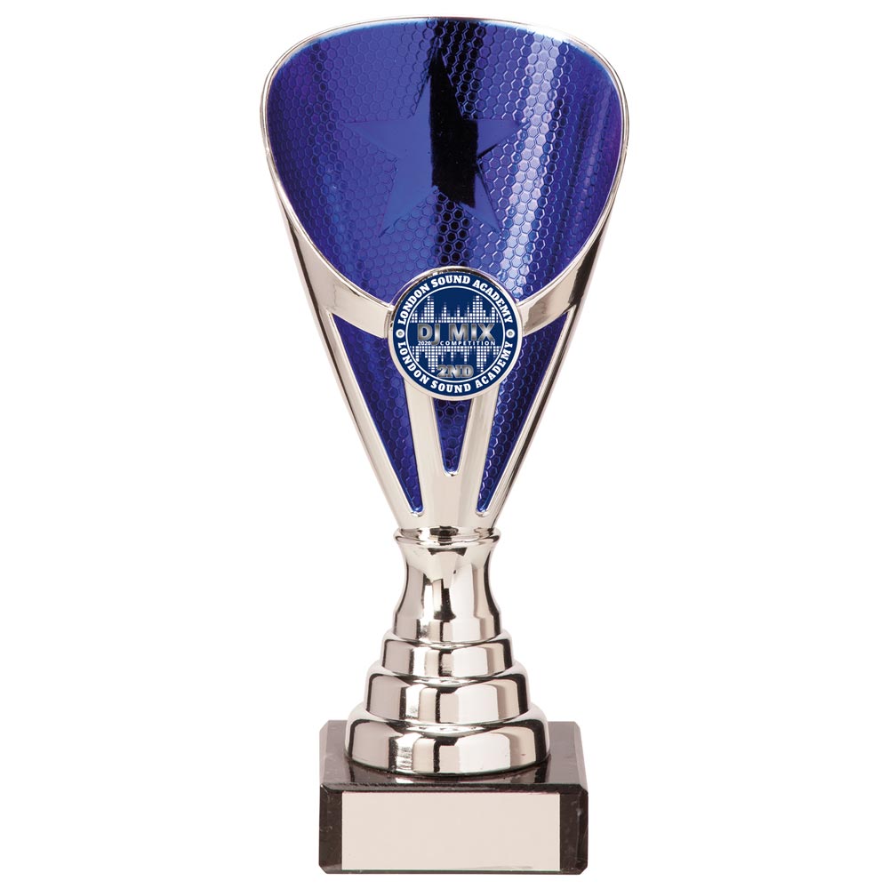Rising Stars Premium Plastic Trophy Silver & Blue