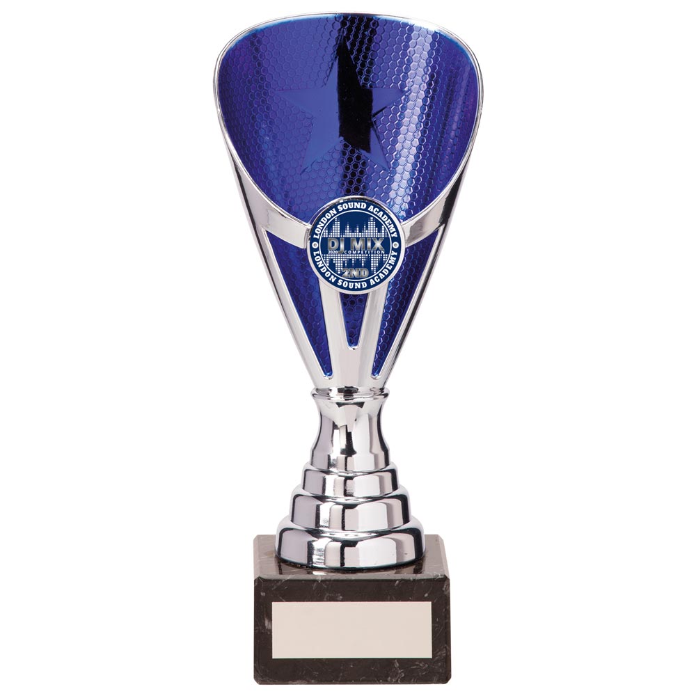 Rising Stars Premium Plastic Trophy Silver & Blue