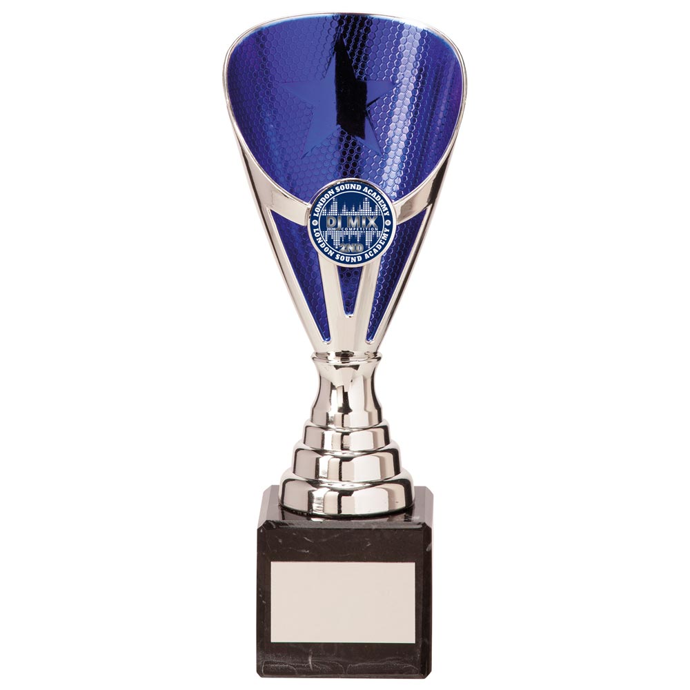 Rising Stars Premium Plastic Trophy Silver & Blue