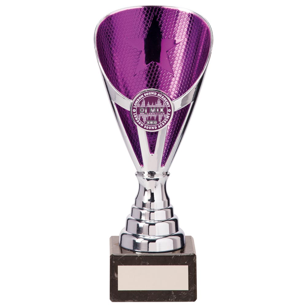Rising Stars Premium Plastic Trophy Silver & Purple