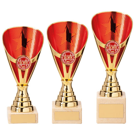 Rising Stars Premium Plastic Trophy Gold & Red - Trophies - Prudhoe Rosettes