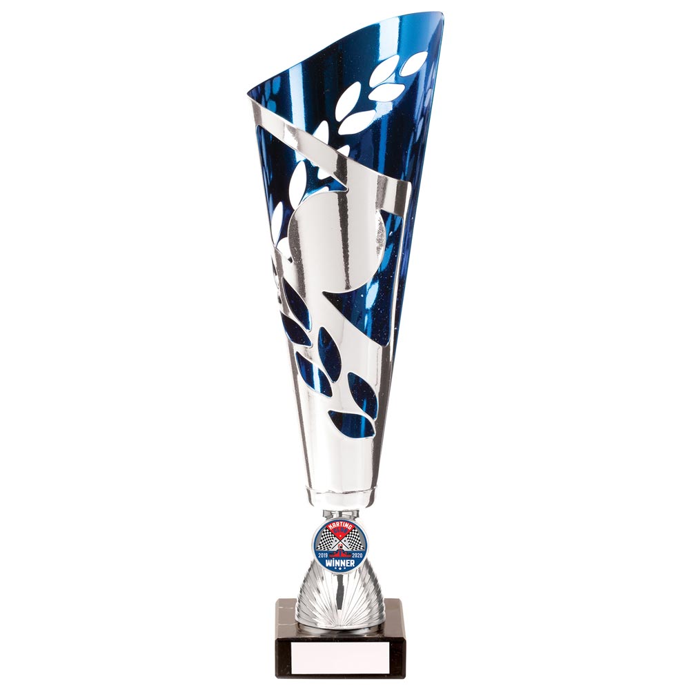 Zeus Lazer Cut Metal Cup Silver & Blue