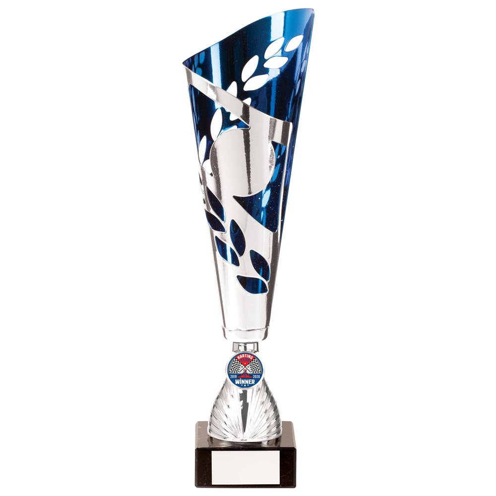 Zeus Lazer Cut Metal Cup Silver & Blue