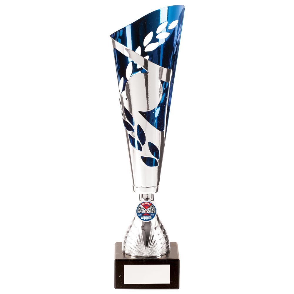 Zeus Lazer Cut Metal Cup Silver & Blue
