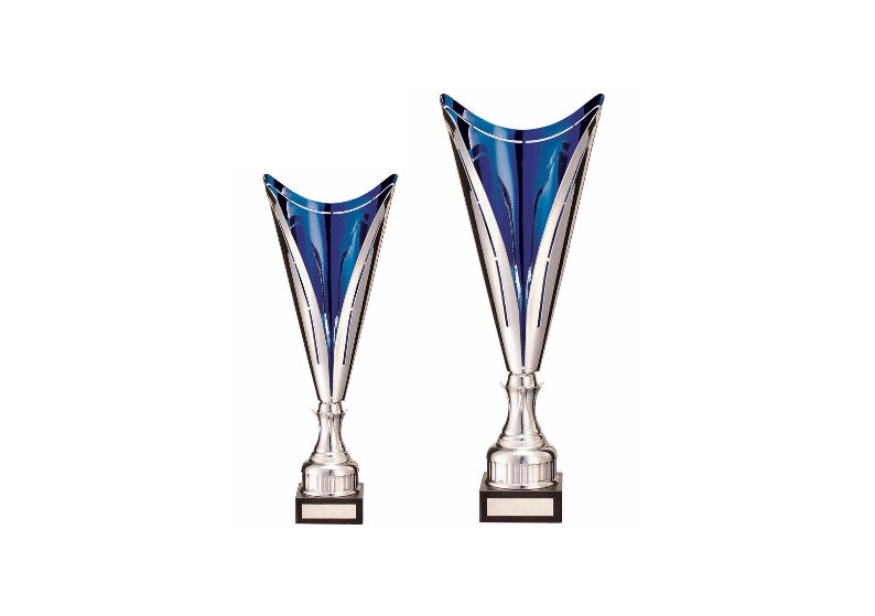 Wave Rider Metal Cup Silver/Blue - Trophies - Prudhoe Rosettes