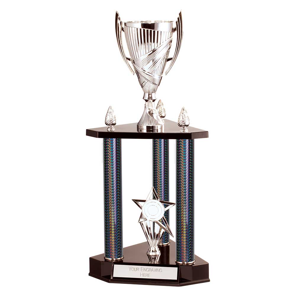 Epic Triple Tower Trophy Silver & Black
