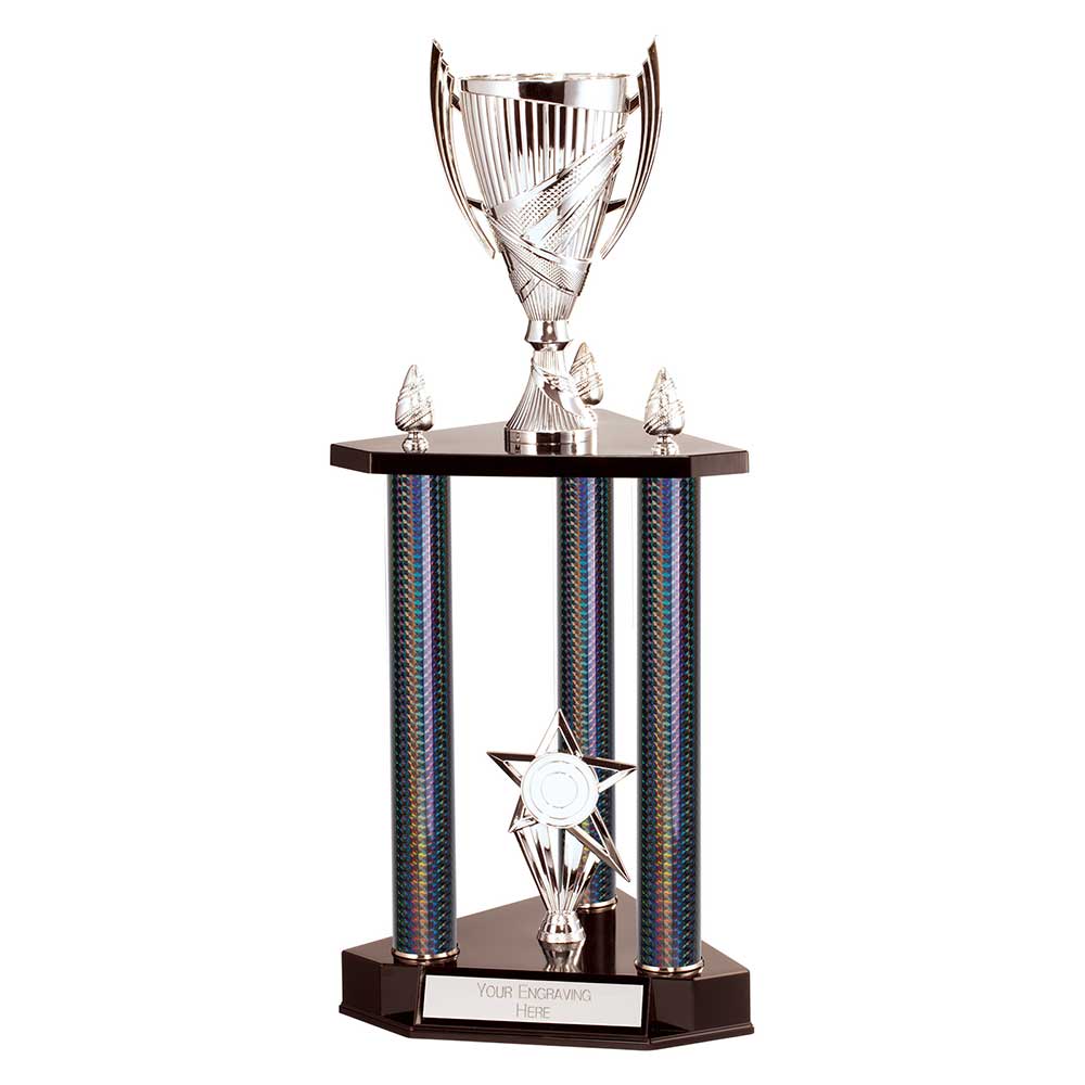 Epic Triple Tower Trophy Silver & Black