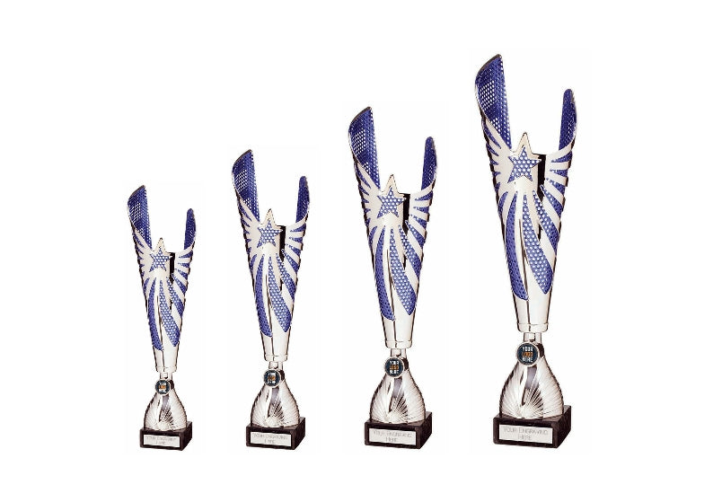 MegaStar Laser Cup Silver/Blue - Trophies - Prudhoe Rosettes
