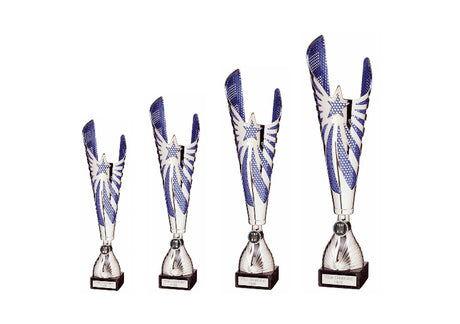 MegaStar Laser Cup Silver/Blue - Trophies - Prudhoe Rosettes