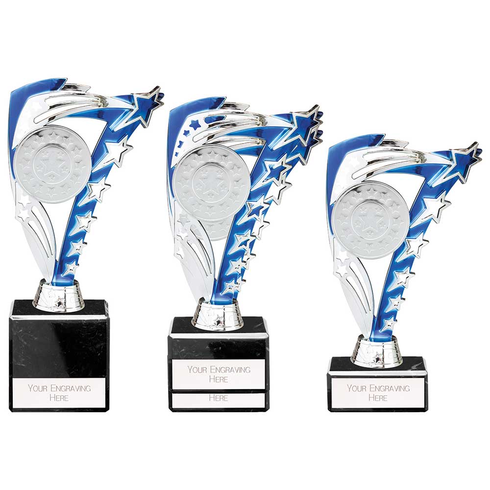 Frenzy Multisport Trophy Silver & Blue - Trophies - Prudhoe Rosettes