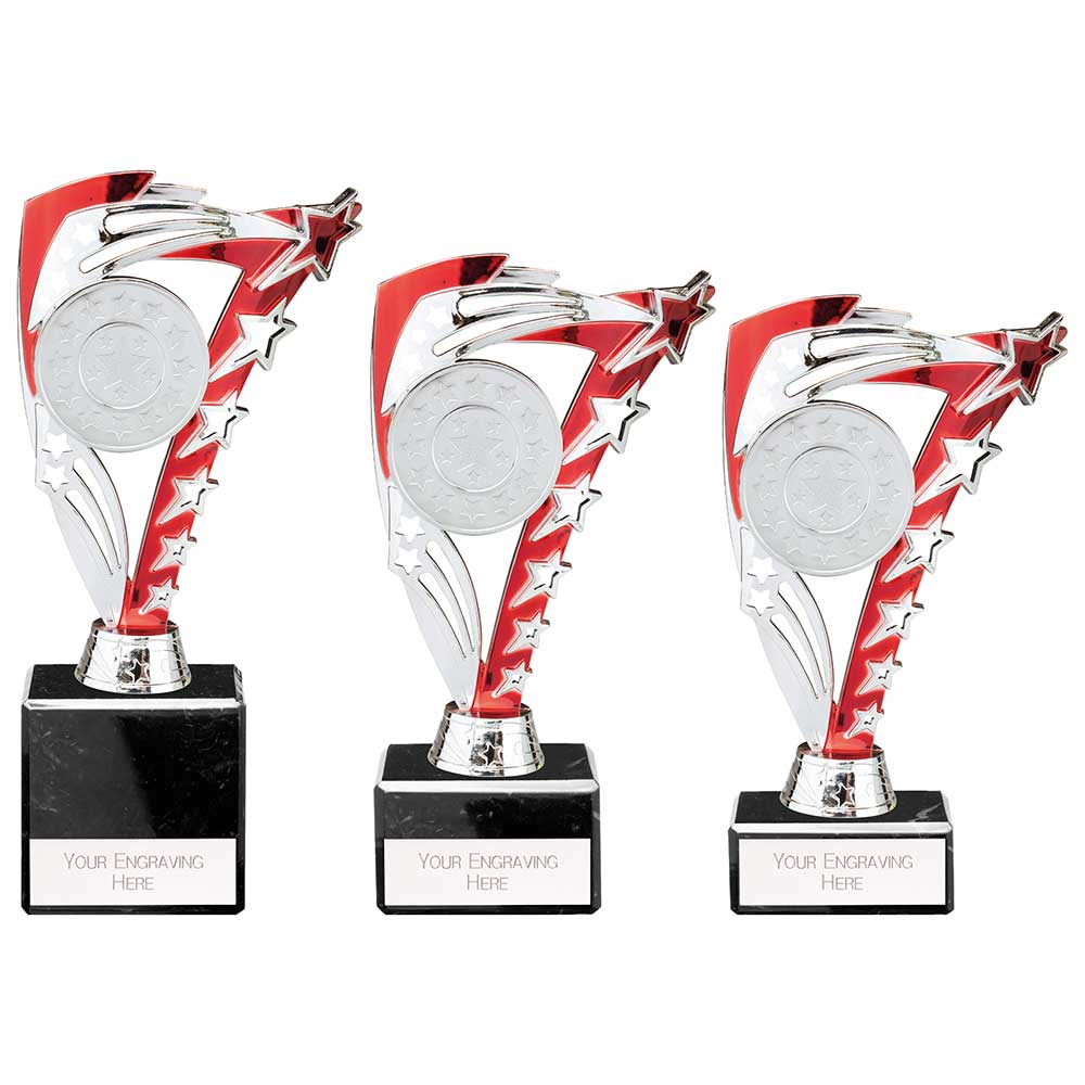 Frenzy Multisport Trophy Silver & Red - Trophies - Prudhoe Rosettes