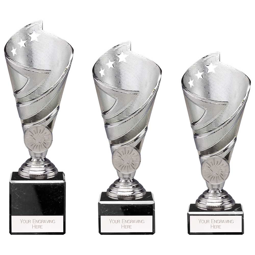 Hurricane Multisport Plastic Cup Silver - Trophies - Prudhoe Rosettes