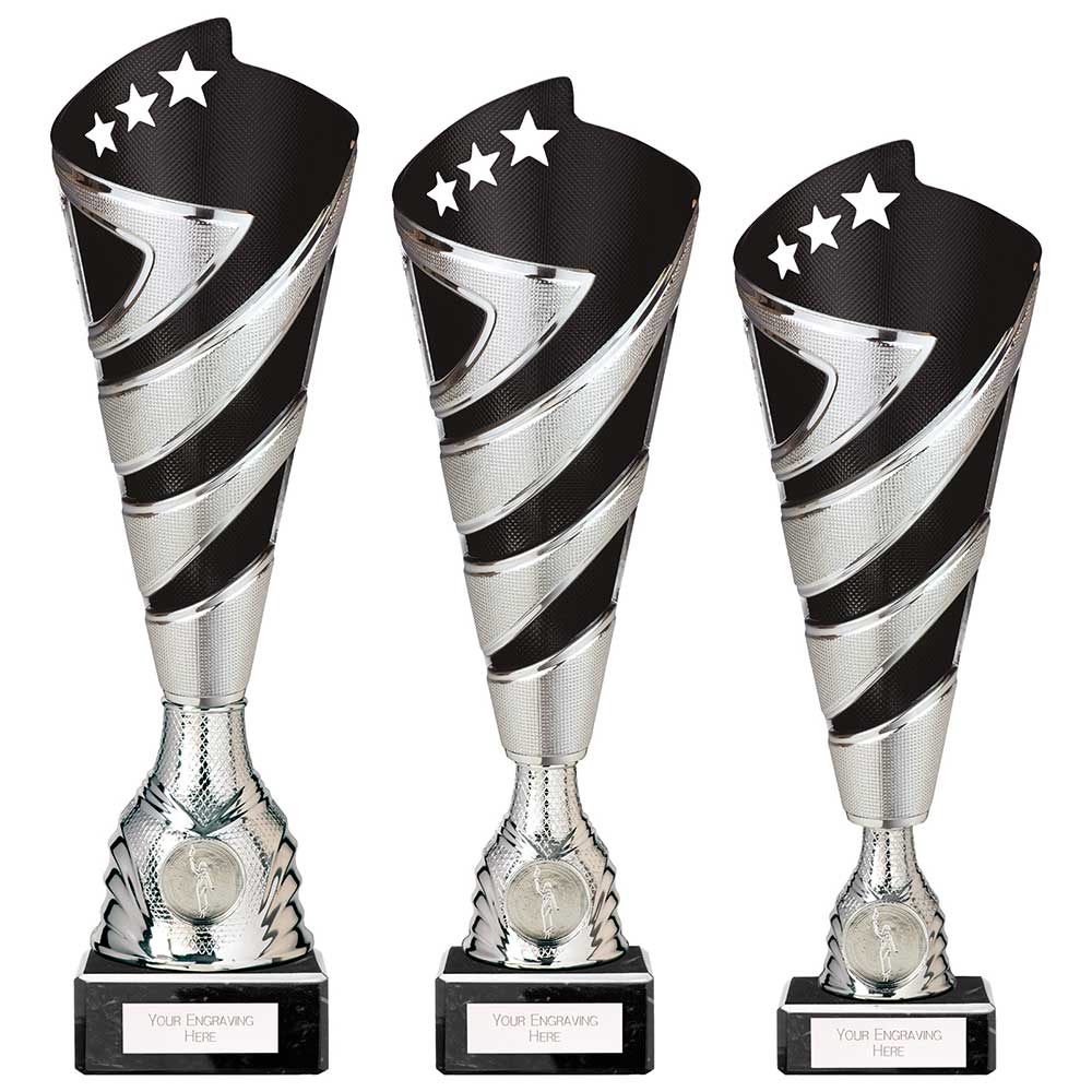 Hurricane Altitude Plastic Cup Silver & Black - Trophies - Prudhoe Rosettes