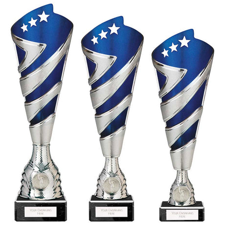 Hurricane Altitude Plastic Cup Silver & Blue - Trophies - Prudhoe Rosettes