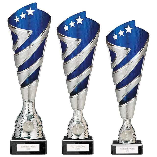 Hurricane Altitude Plastic Cup Silver & Blue - Trophies - Prudhoe Rosettes