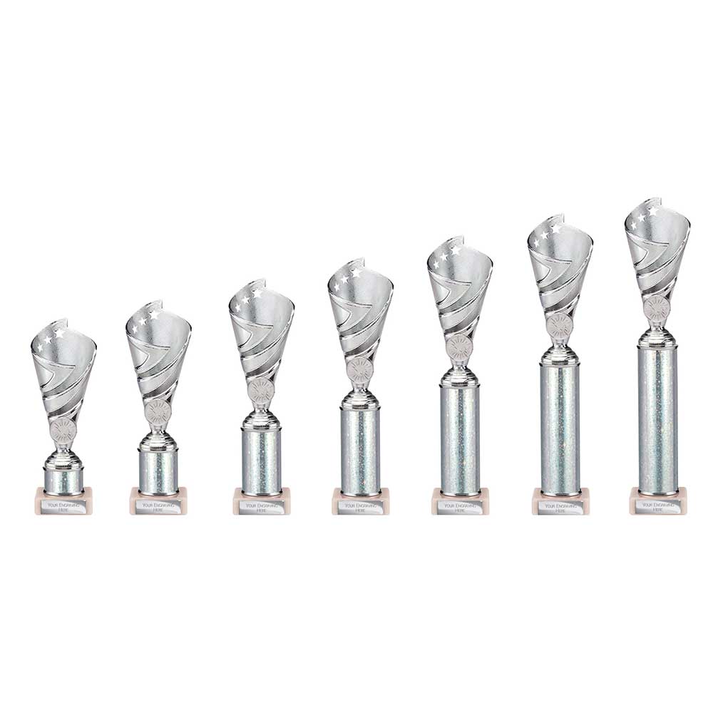 Hurricane Multisport Plastic Tube Cup Silver - Trophies - Prudhoe Rosettes